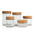 Eco-friendly Recyclable wide mouth 200ml 300ml 400ml 650ml 700ml cosmetic glass cream jar with bamboo lid